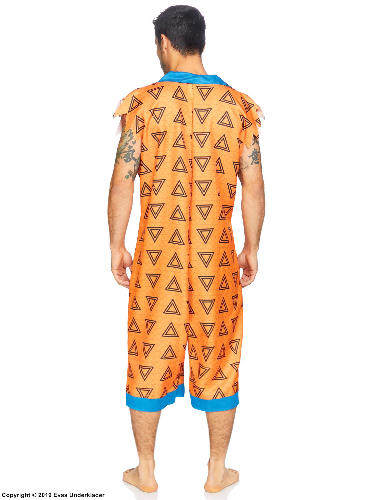 Fred Flintstone, costume jumpsuit, tatters, pocket, geometric pattern